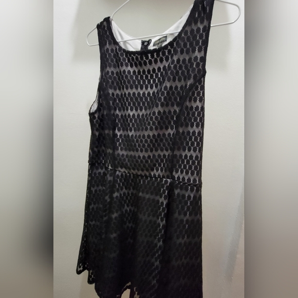 Lily Rose Black Lace Dress XL womens fit flare skater mini sleeveless tank lined - Picture 2 of 9